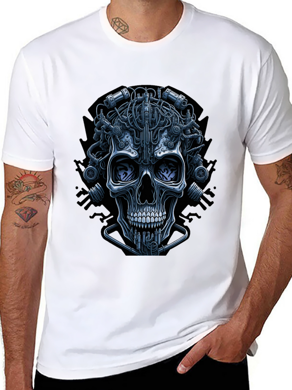 Cyberpunk Skull Graphic Tee - Edgy Streetwear