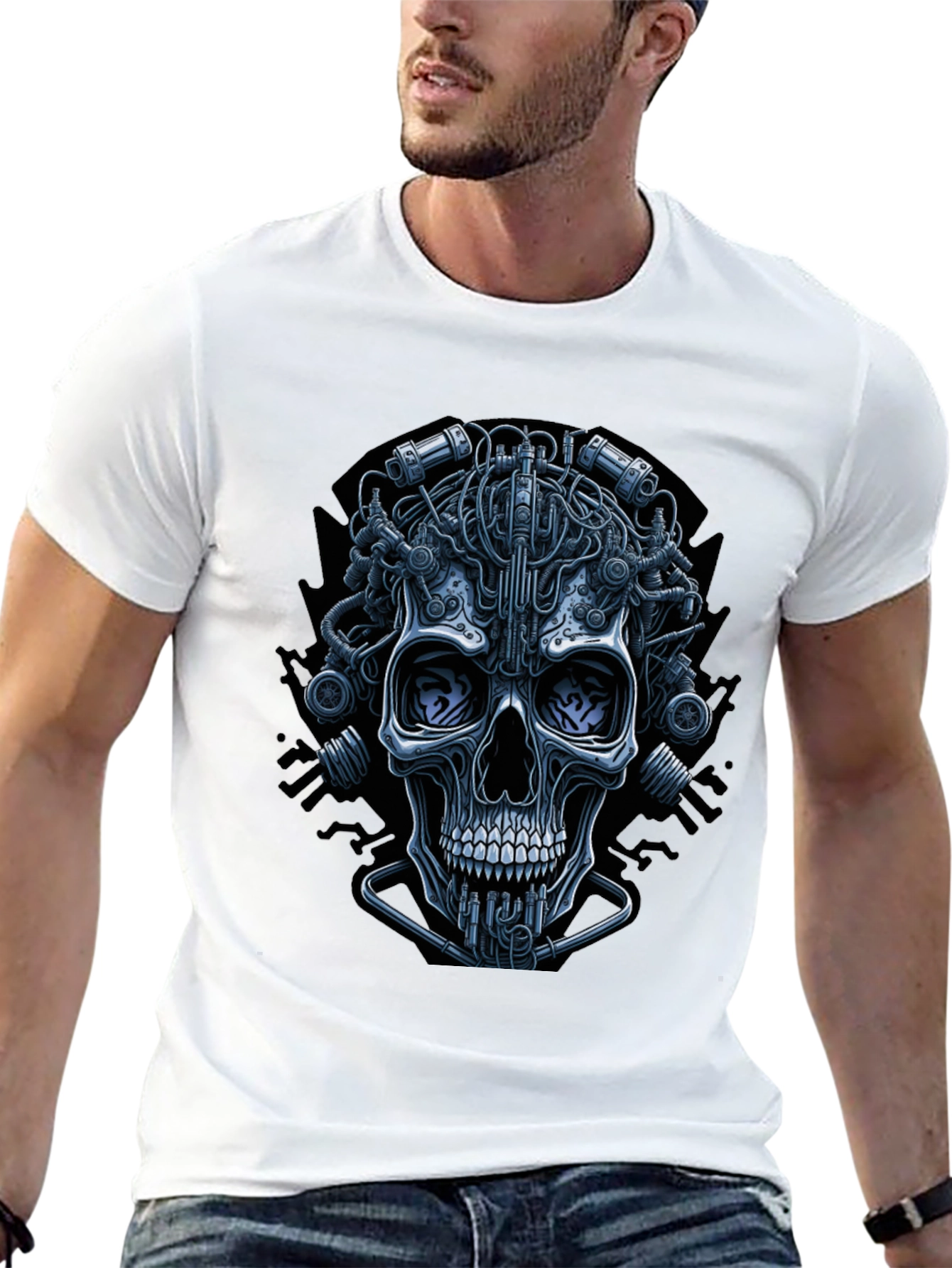 Cyberpunk Skull Graphic Tee - Edgy Streetwear