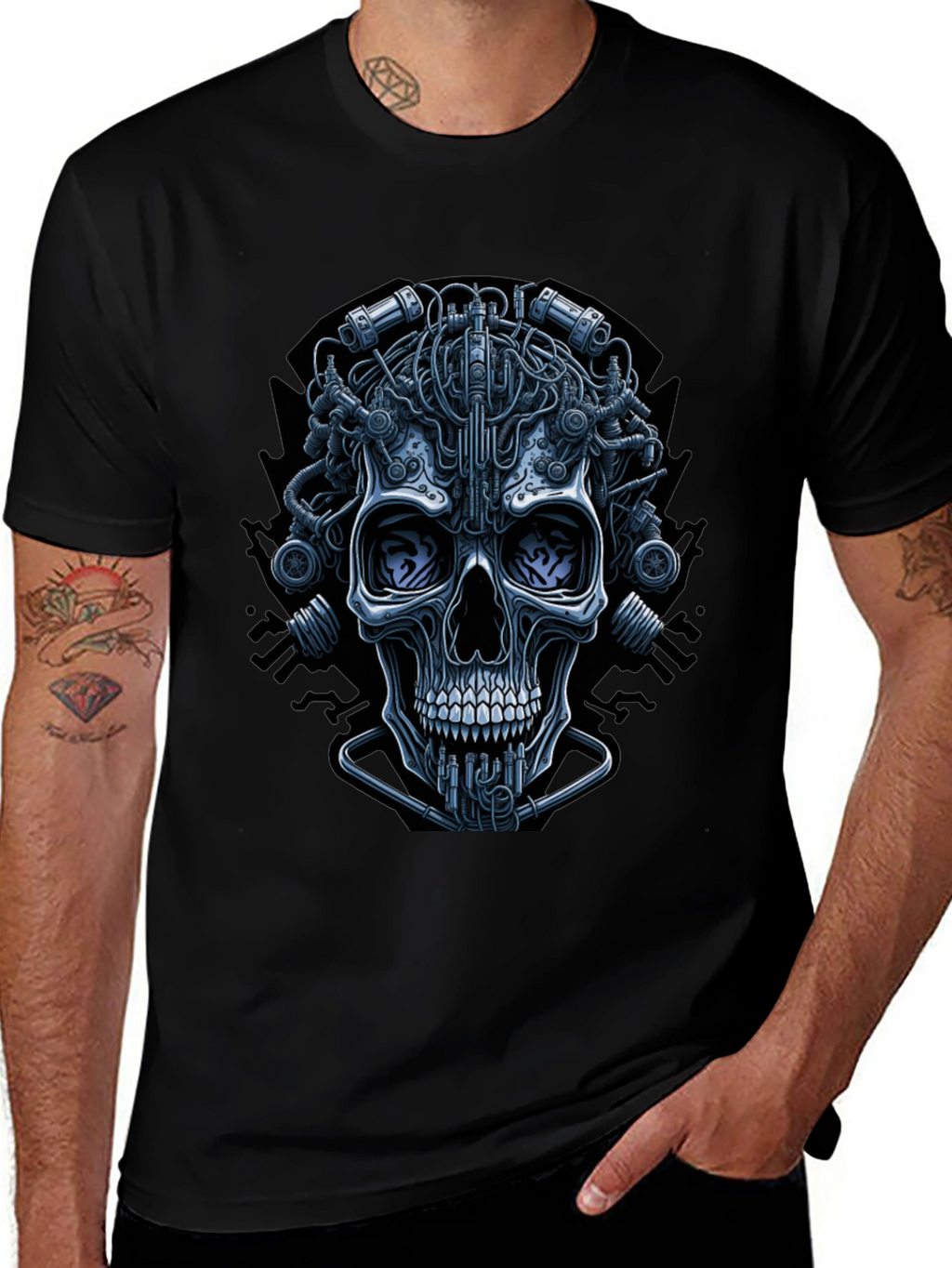 Cyberpunk Skull Graphic Tee - Edgy Streetwear