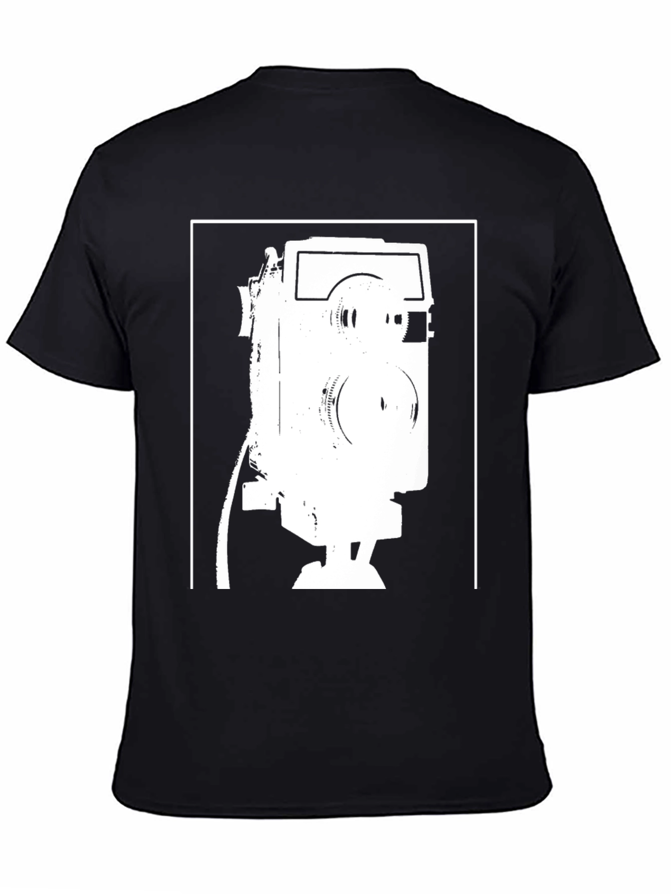Retro Camera Graphic Tee - Black Cotton T-Shirt