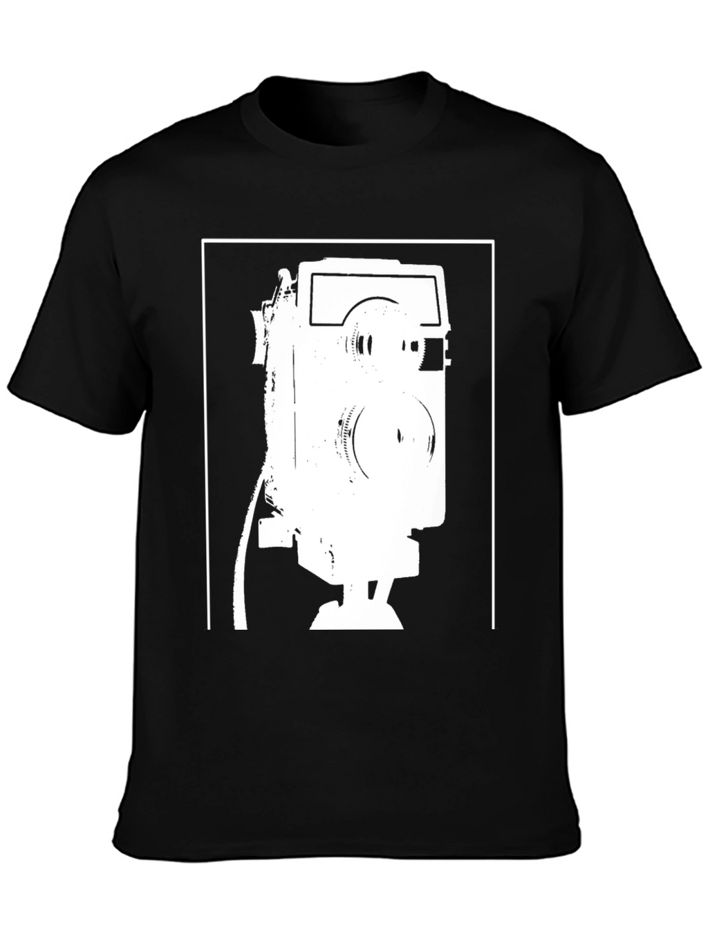 Retro Camera Graphic Tee - Black Cotton T-Shirt