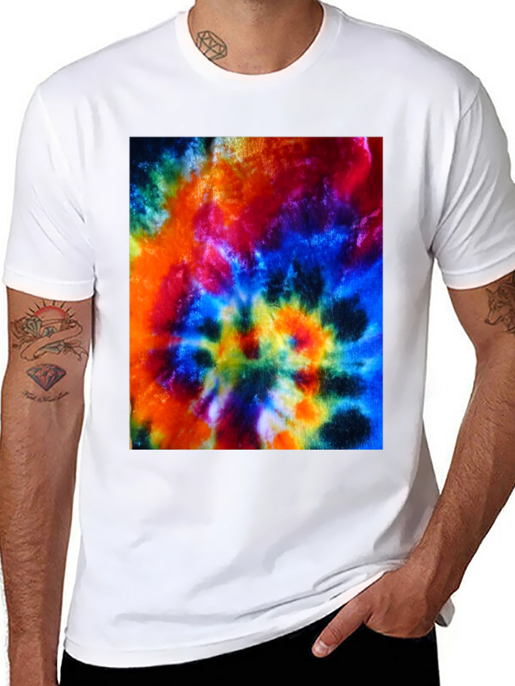 Psychedelic Tie-Dye Graphic Black T-Shirt