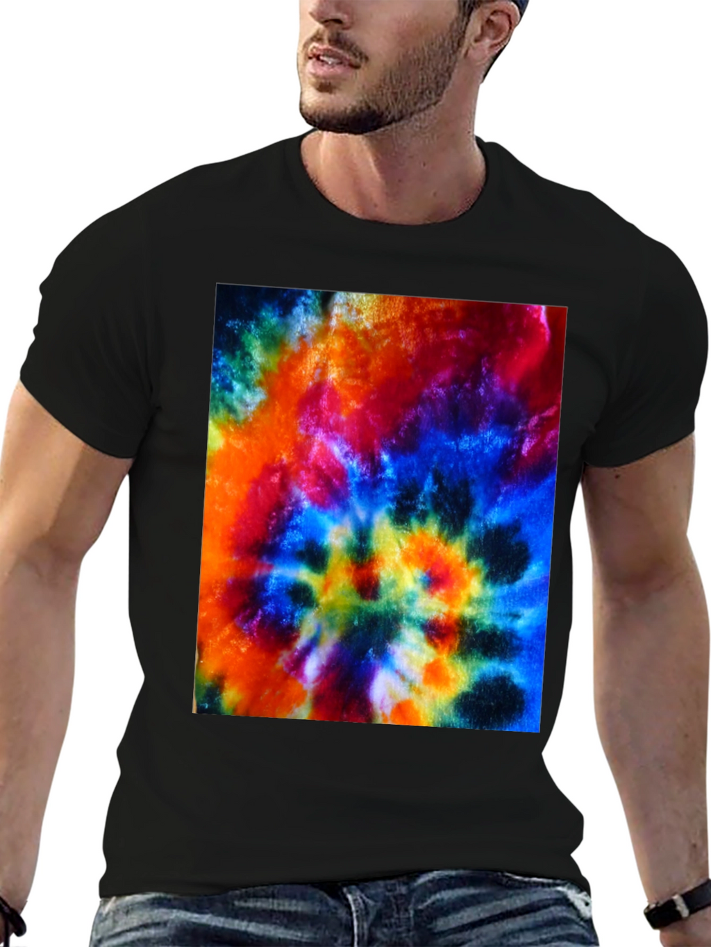 Psychedelic Tie-Dye Graphic Black T-Shirt