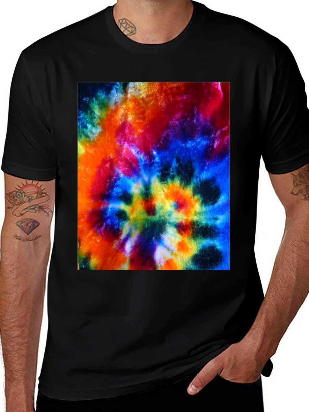 Psychedelic Tie-Dye Graphic Black T-Shirt
