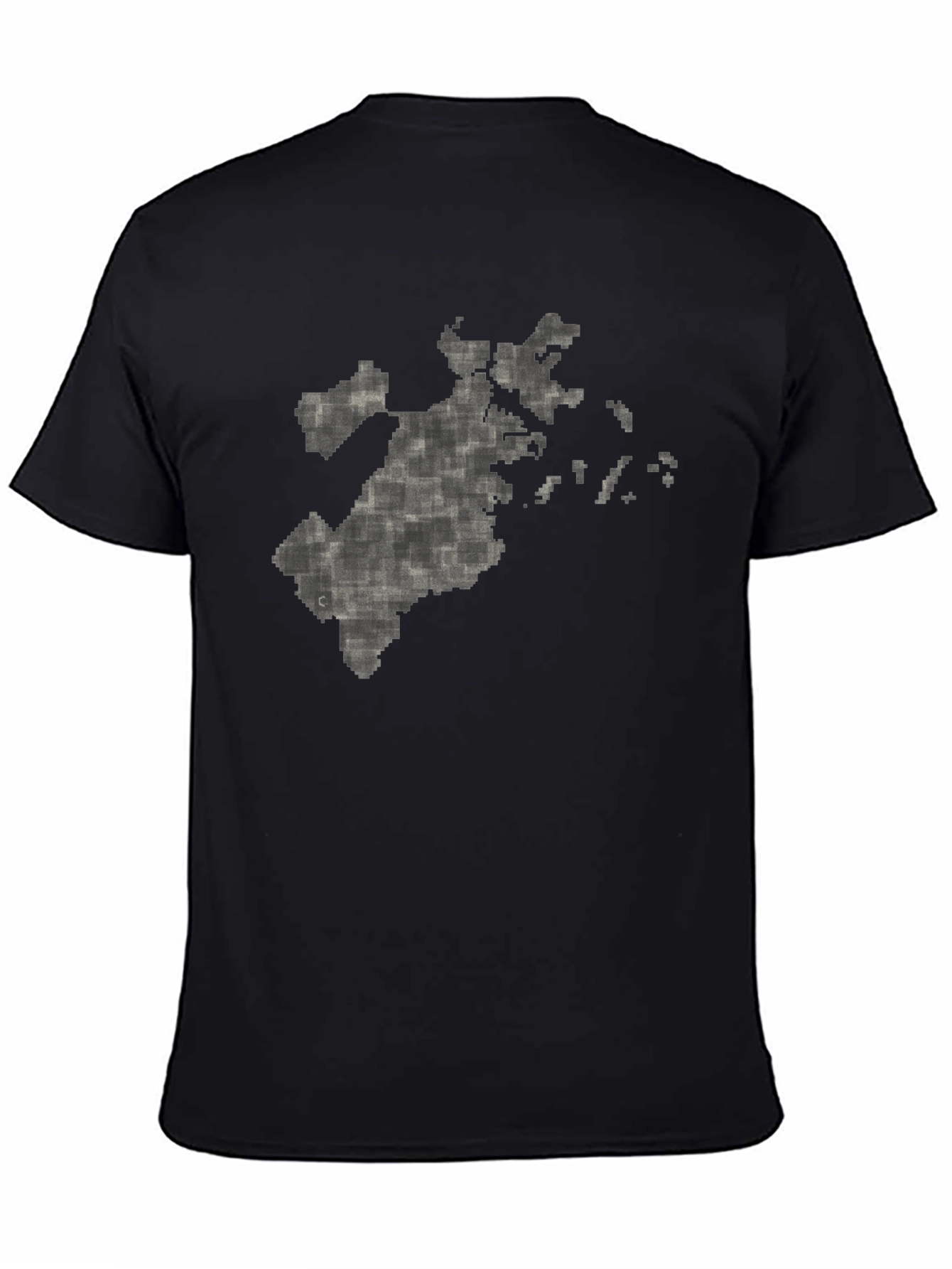 Pixelated Map Graphic Tee - Black Cotton Comfort