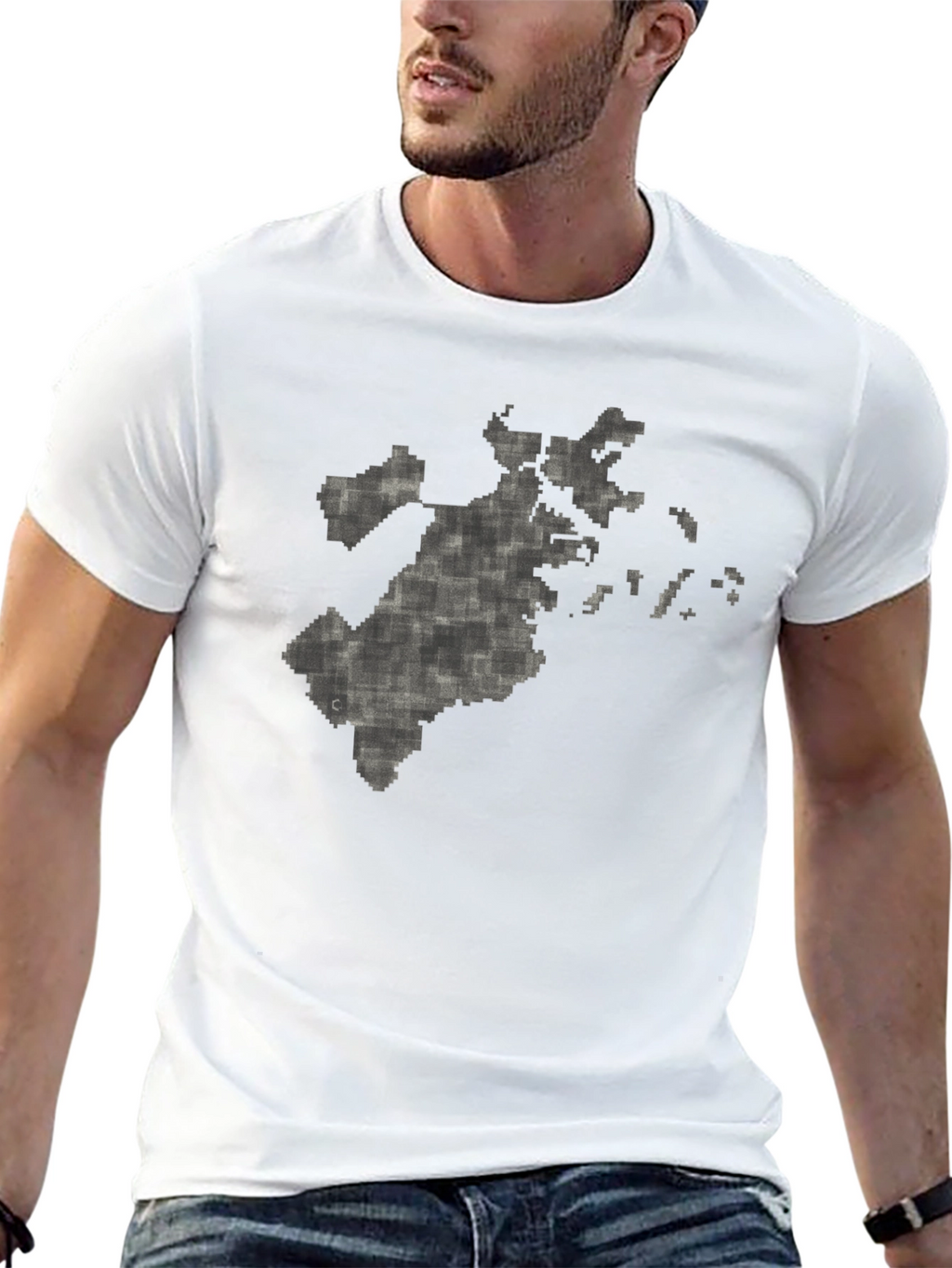 Pixelated Map Graphic Tee - Black Cotton Comfort