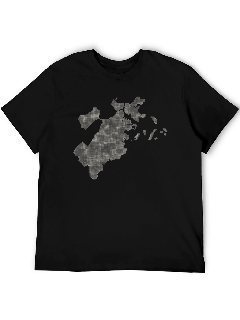 Pixelated Map Graphic Tee - Black Cotton Comfort