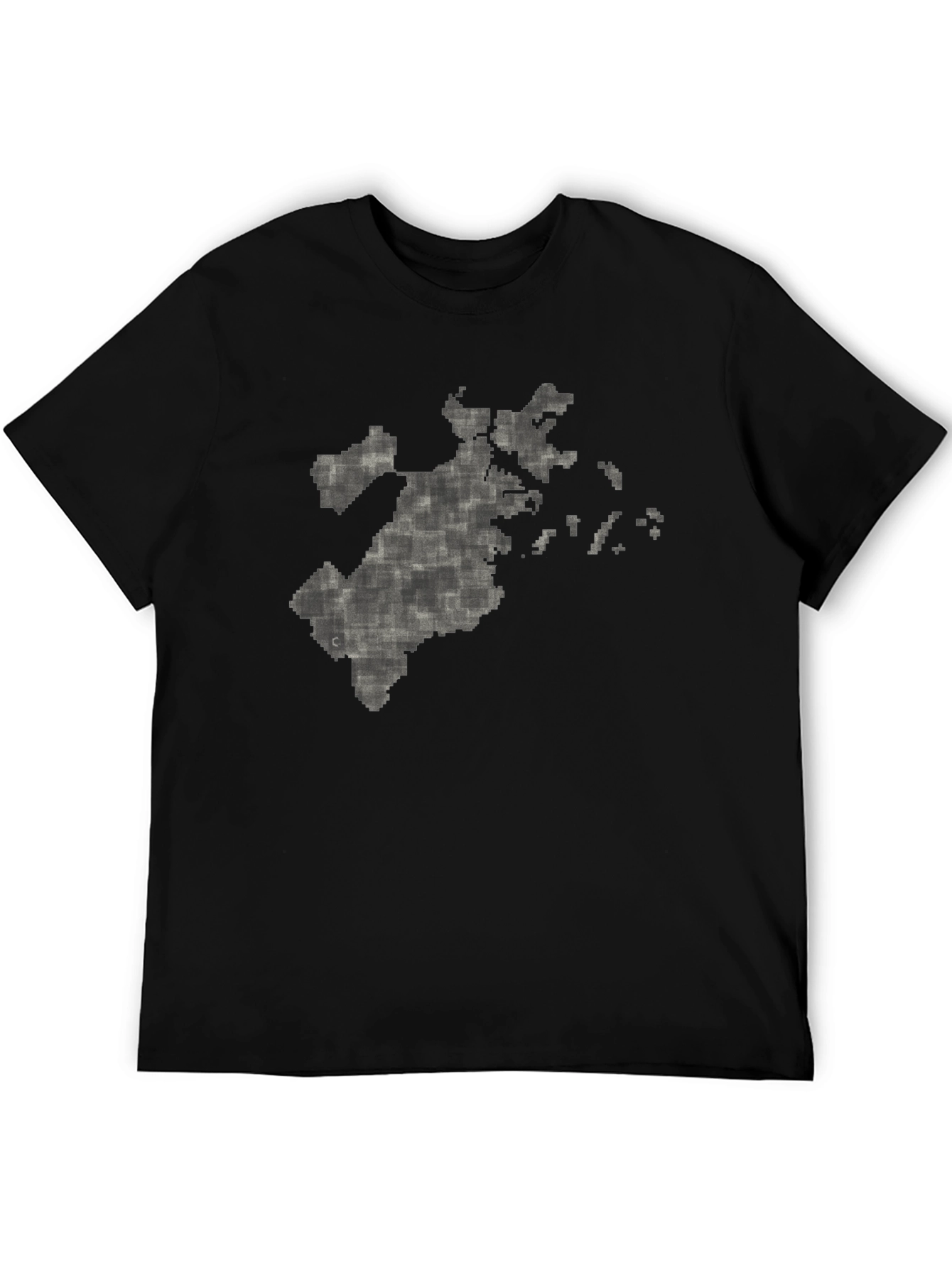 Pixelated Map Graphic Tee - Black Cotton Comfort