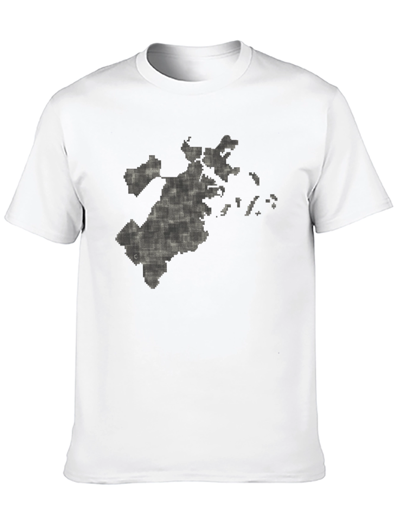 Pixelated Map Graphic Tee - Black Cotton Comfort
