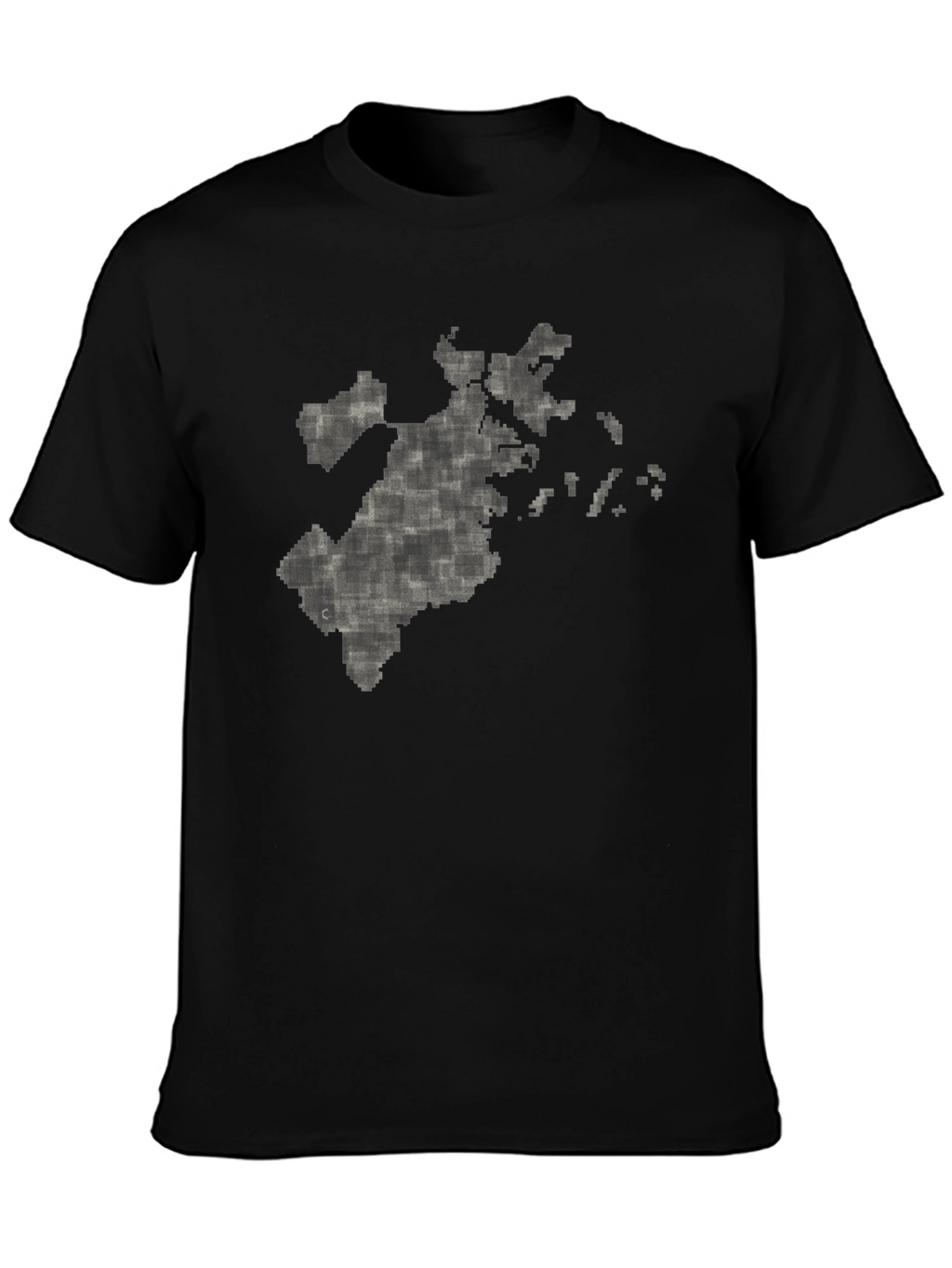 Pixelated Map Graphic Tee - Black Cotton Comfort
