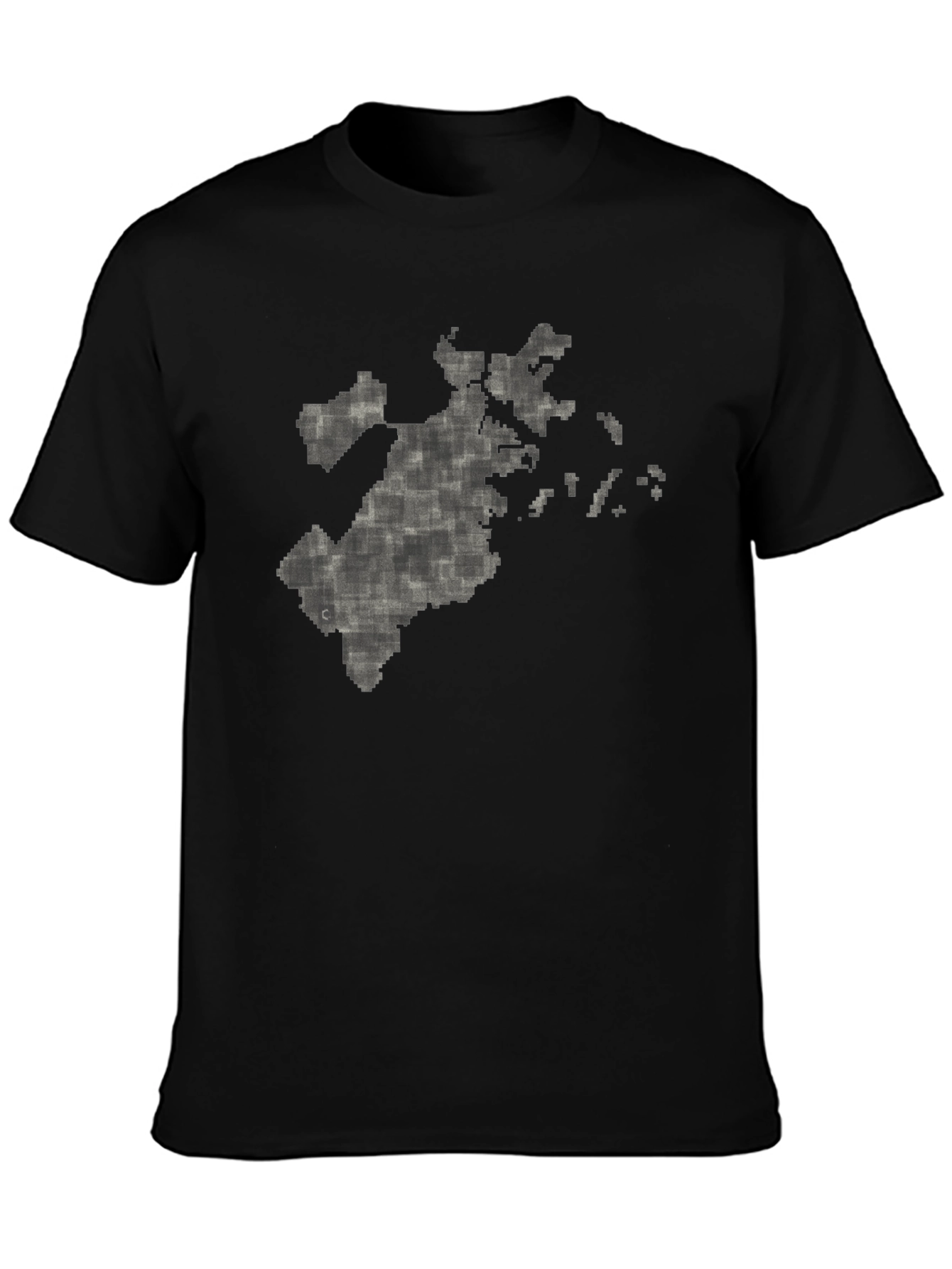 Pixelated Map Graphic Tee - Black Cotton Comfort