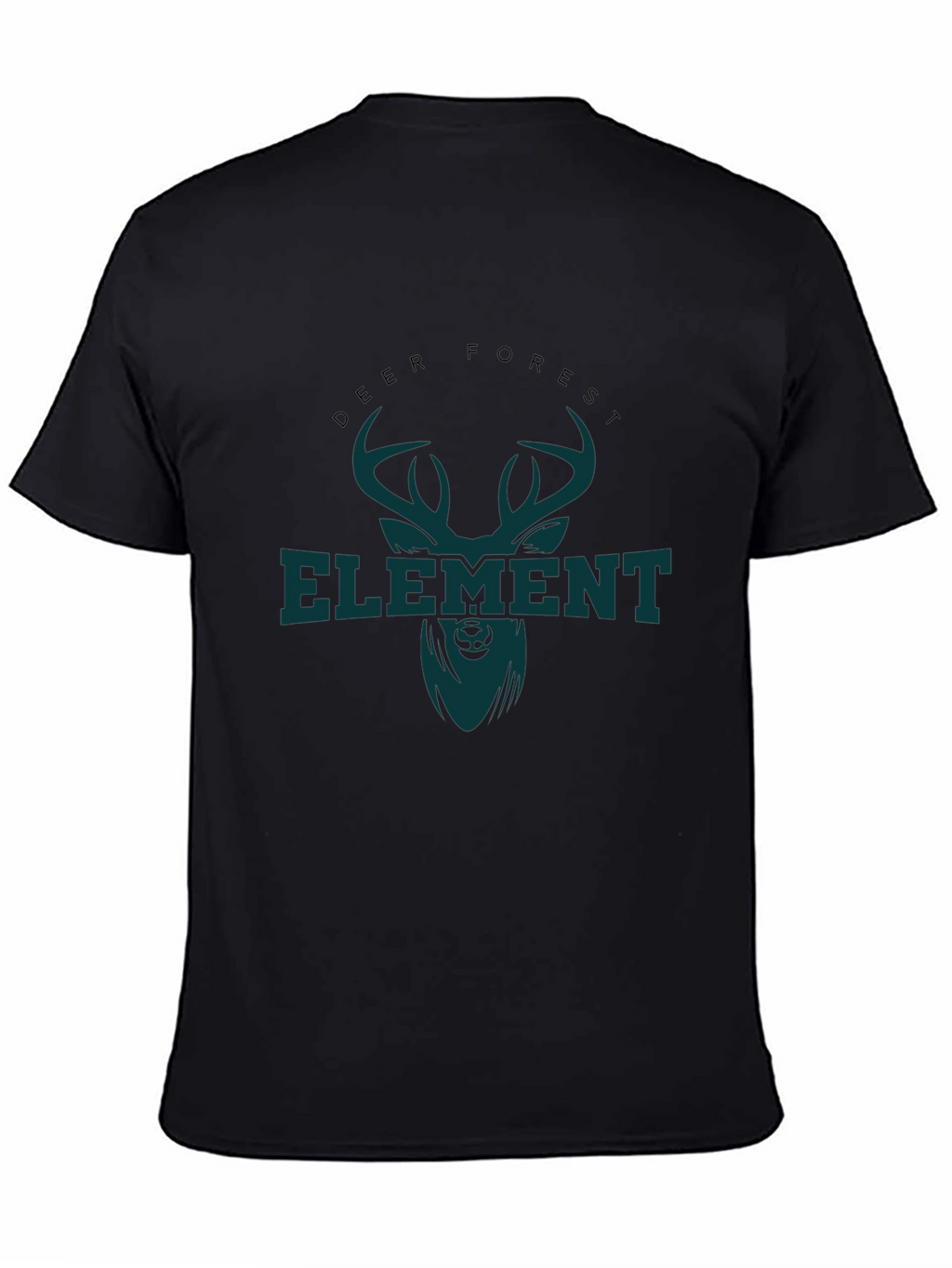 Deer Forest Element Graphic T-Shirt - Black