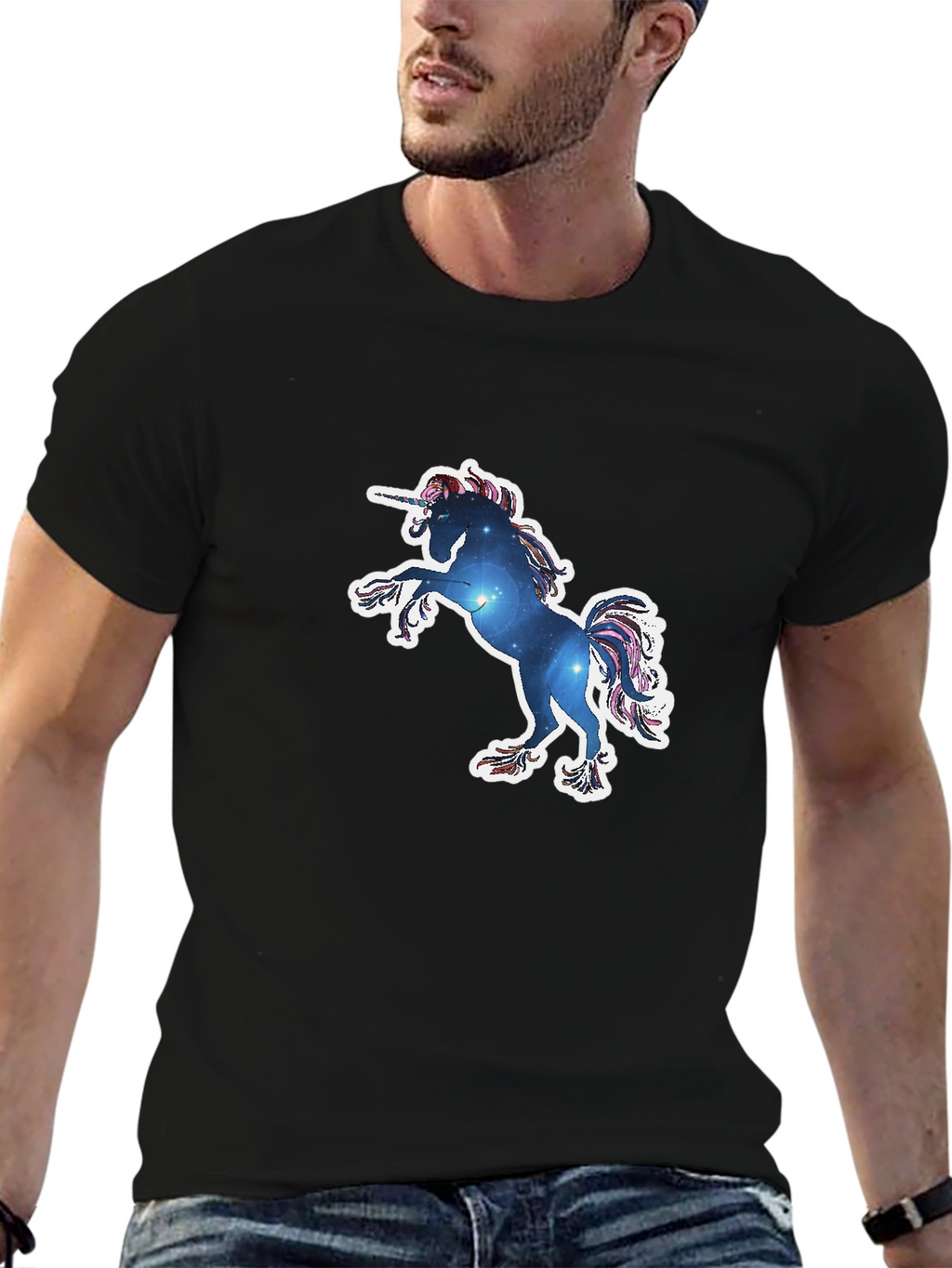 Unicorn Galaxy Graphic Tee - Black