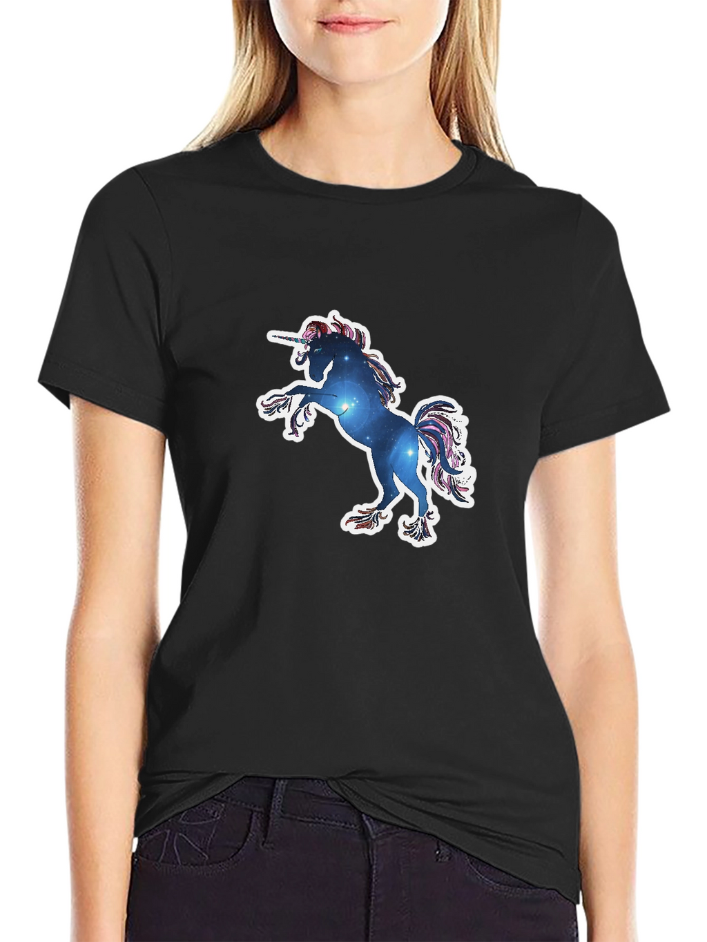 Unicorn Galaxy Graphic Tee - Black