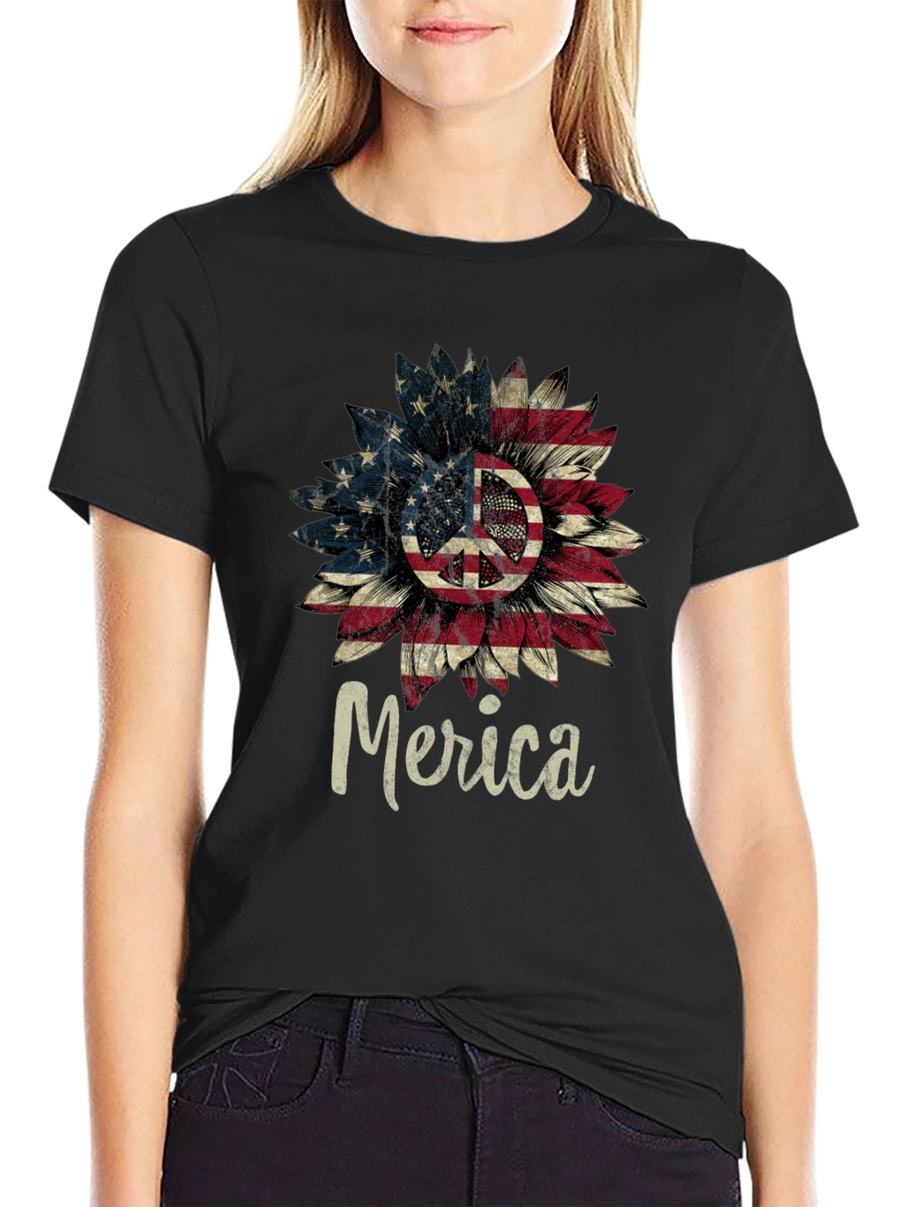 Patriotic Peace Sign Sunflower T-Shirt
