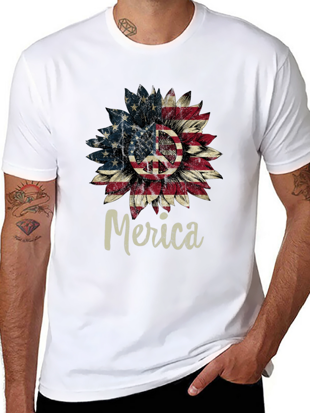 Patriotic Peace Sign Sunflower T-Shirt