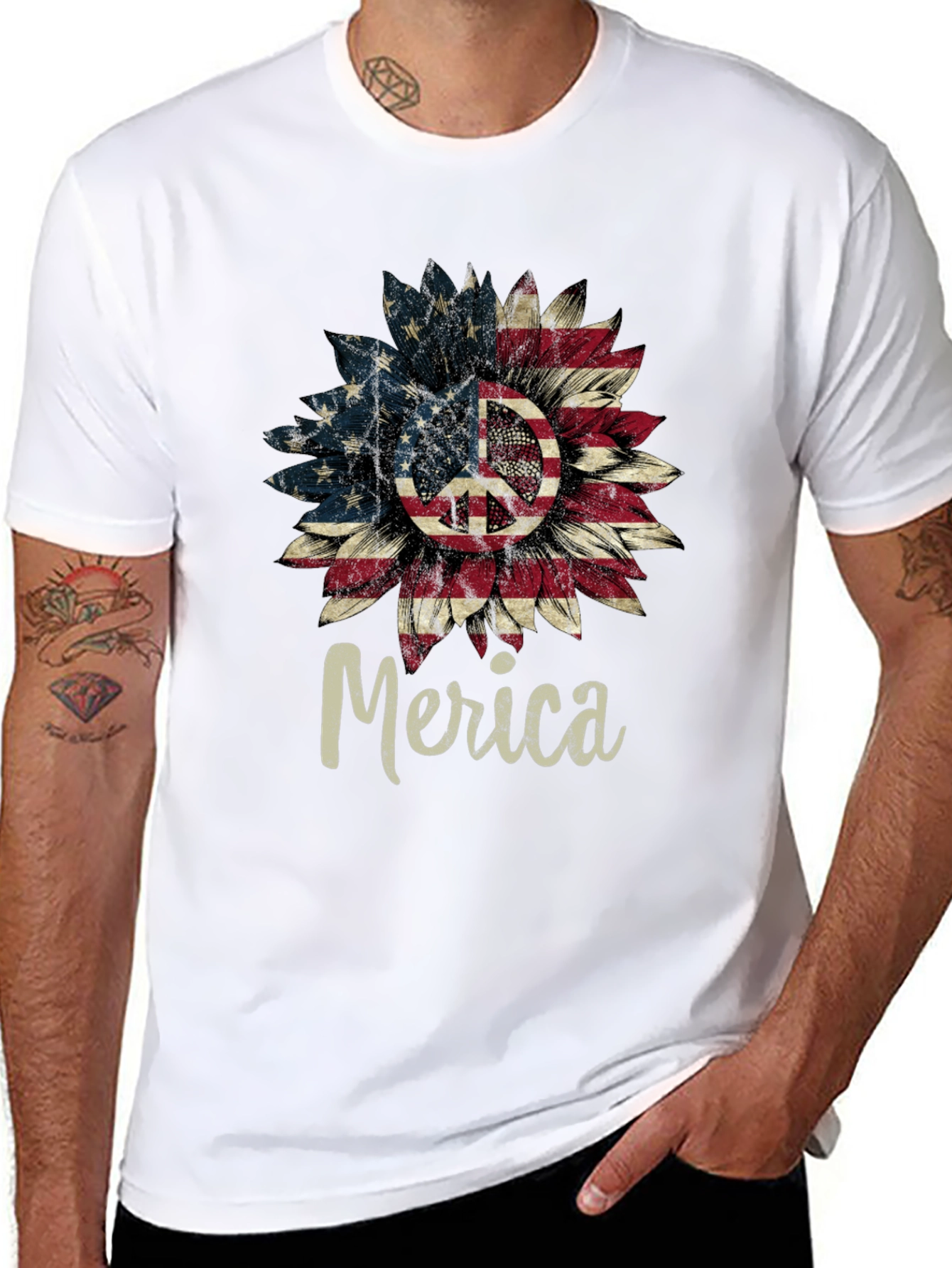 Patriotic Peace Sign Sunflower T-Shirt