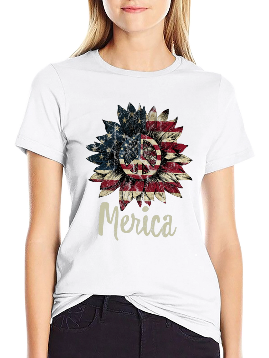 Patriotic Peace Sign Sunflower T-Shirt