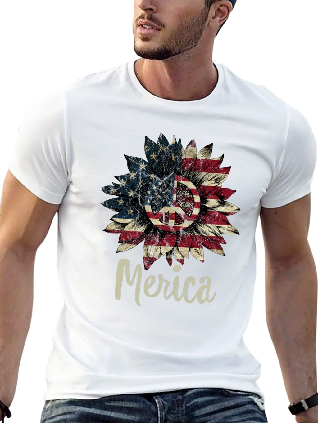 Patriotic Peace Sign Sunflower T-Shirt