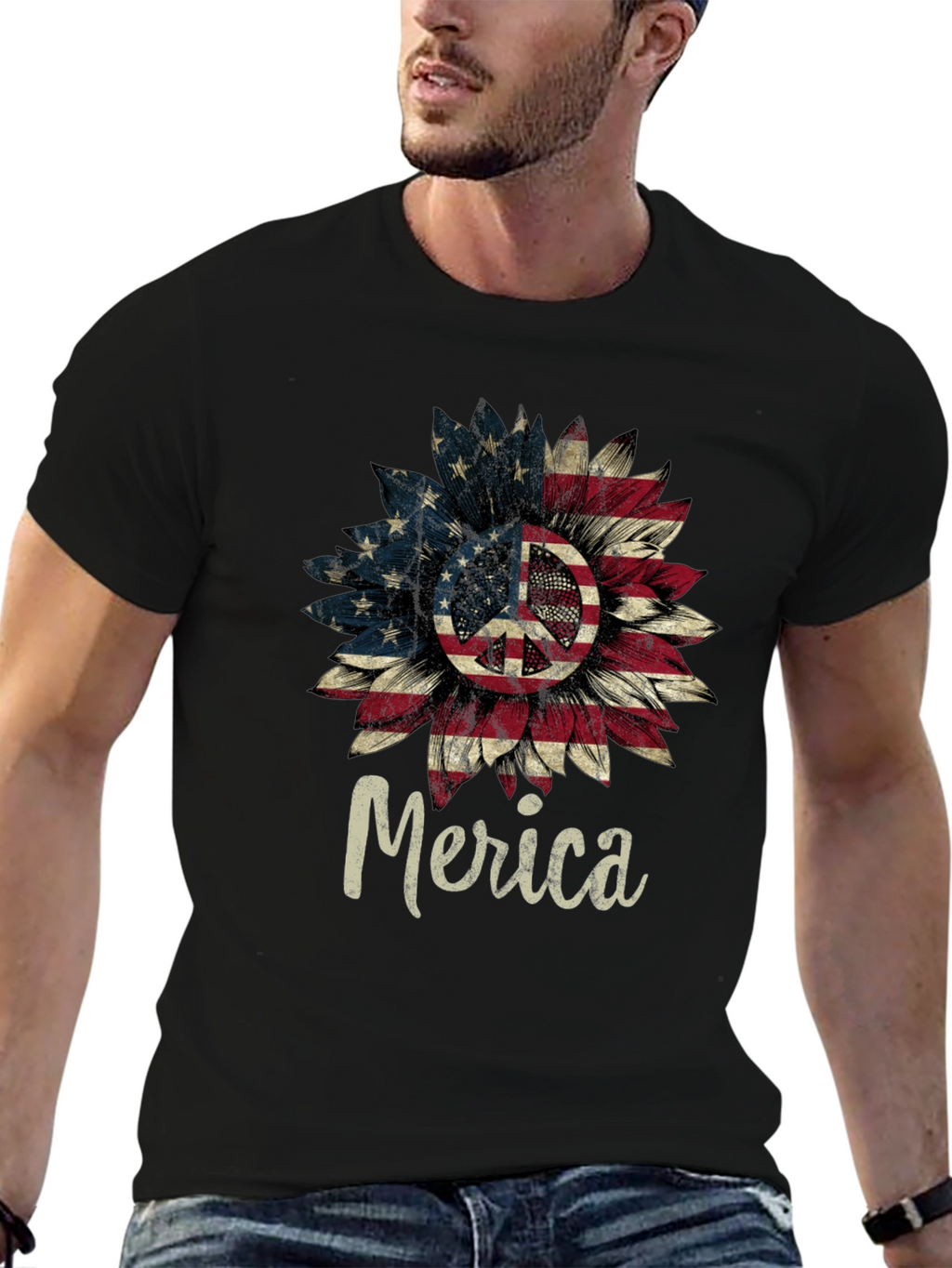 Patriotic Peace Sign Sunflower T-Shirt