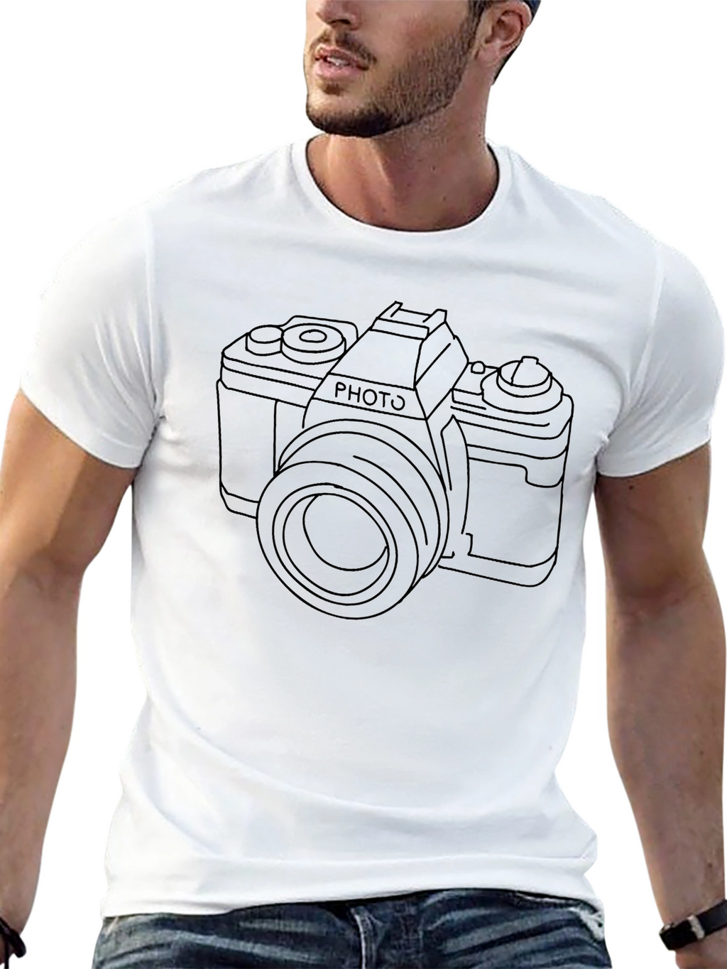 Mens Black Photo Camera Graphic Tee
