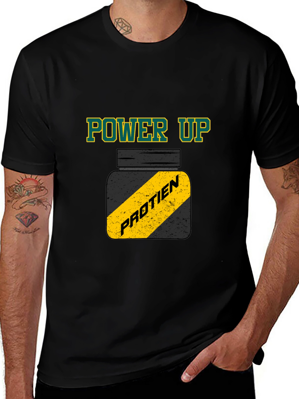 Power Up Protein Gym T-Shirt - Black