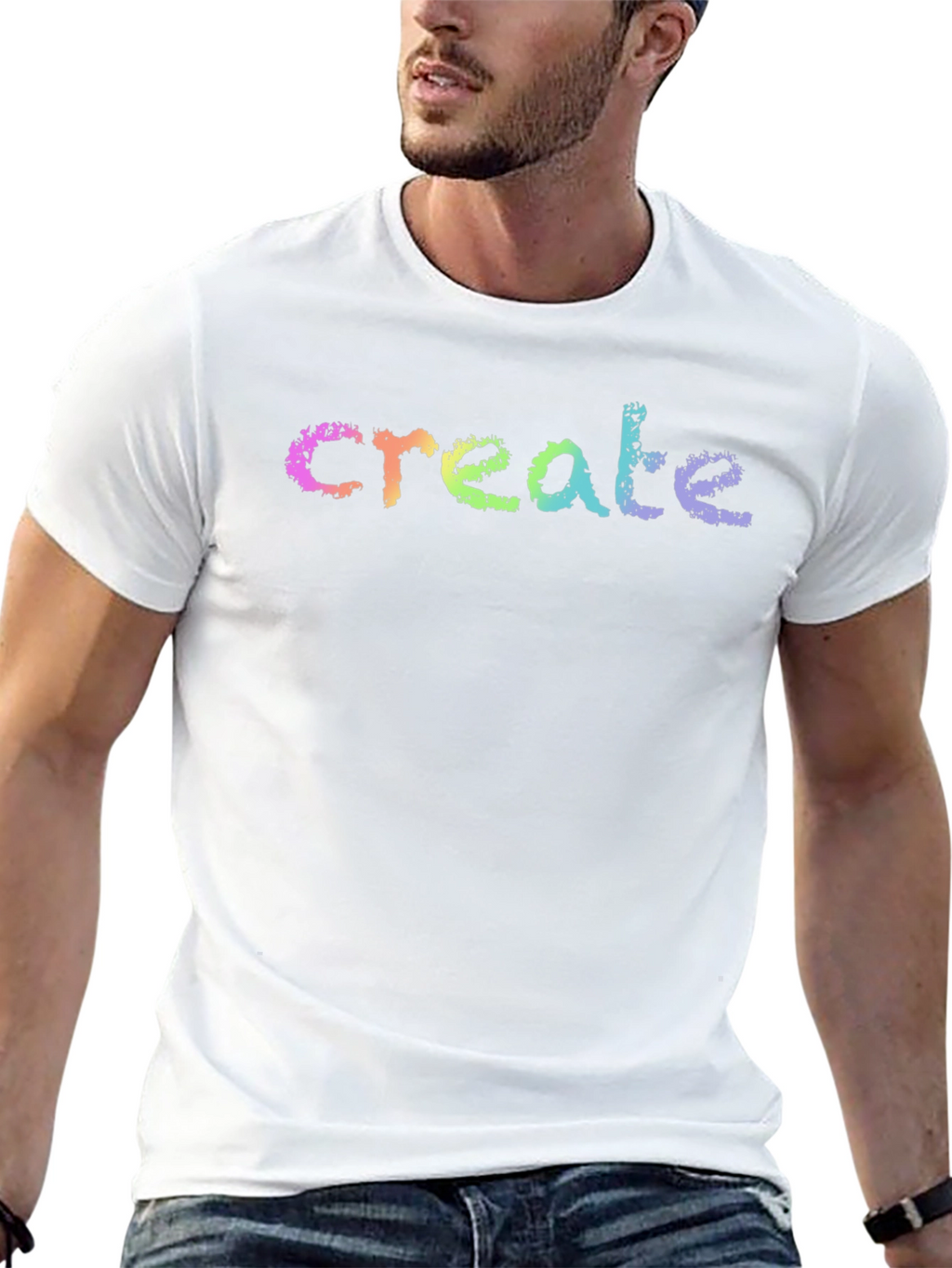 Create Rainbow T-Shirt - Black Cotton Tee