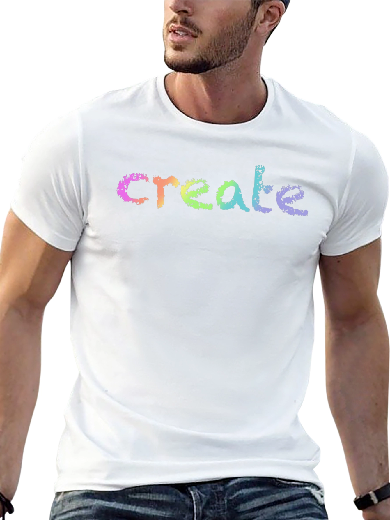 Create Rainbow T-Shirt - Black Cotton Tee