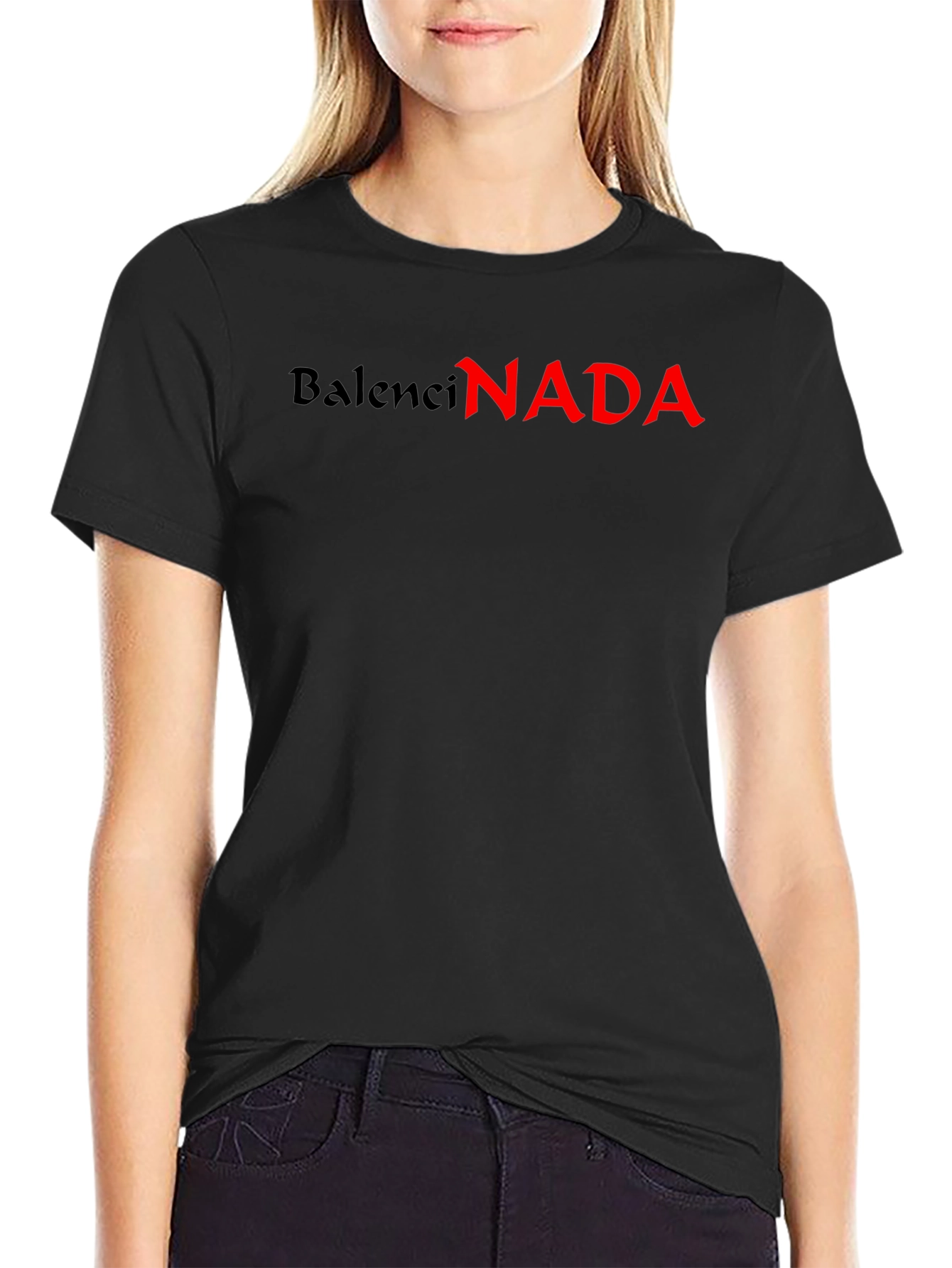BalenciNADA Graphic Tee - Black Short Sleeve Crew Neck T-Shirt