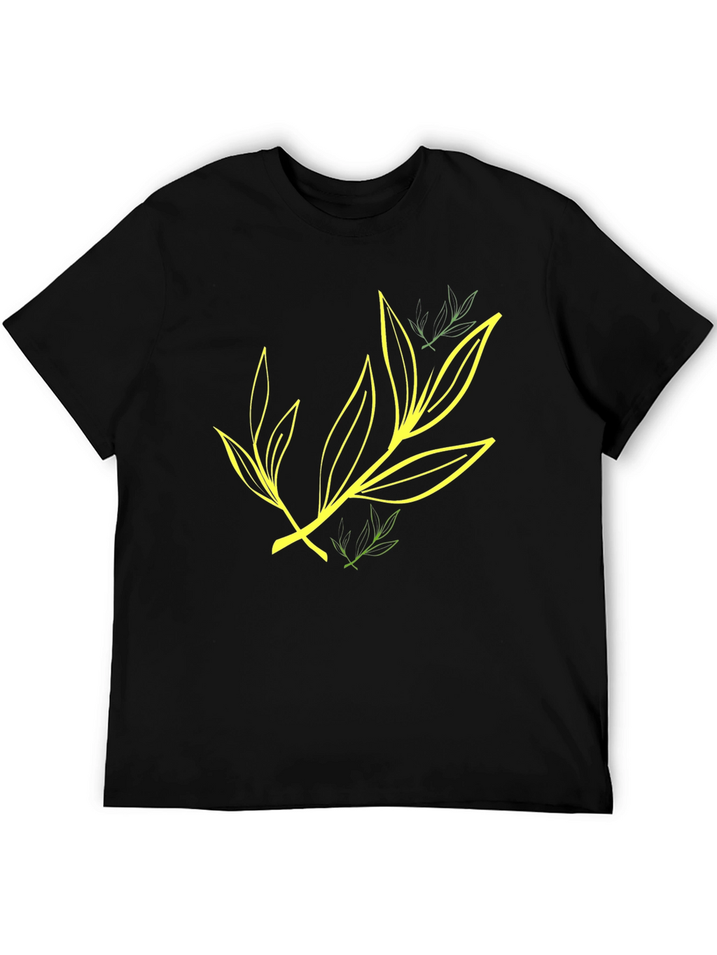 Leaf Design Black T-Shirt for Casual Wear