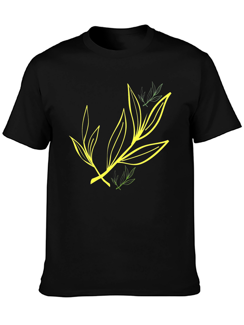 Leaf Design Black T-Shirt for Casual Wear