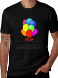 Happy Birthday Balloon Graphic Tee - Stylish Casual Wear