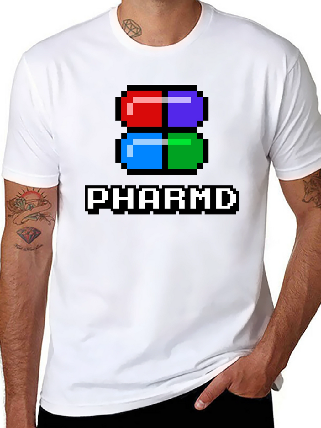 PharmD Pixel Pill Black T-Shirt