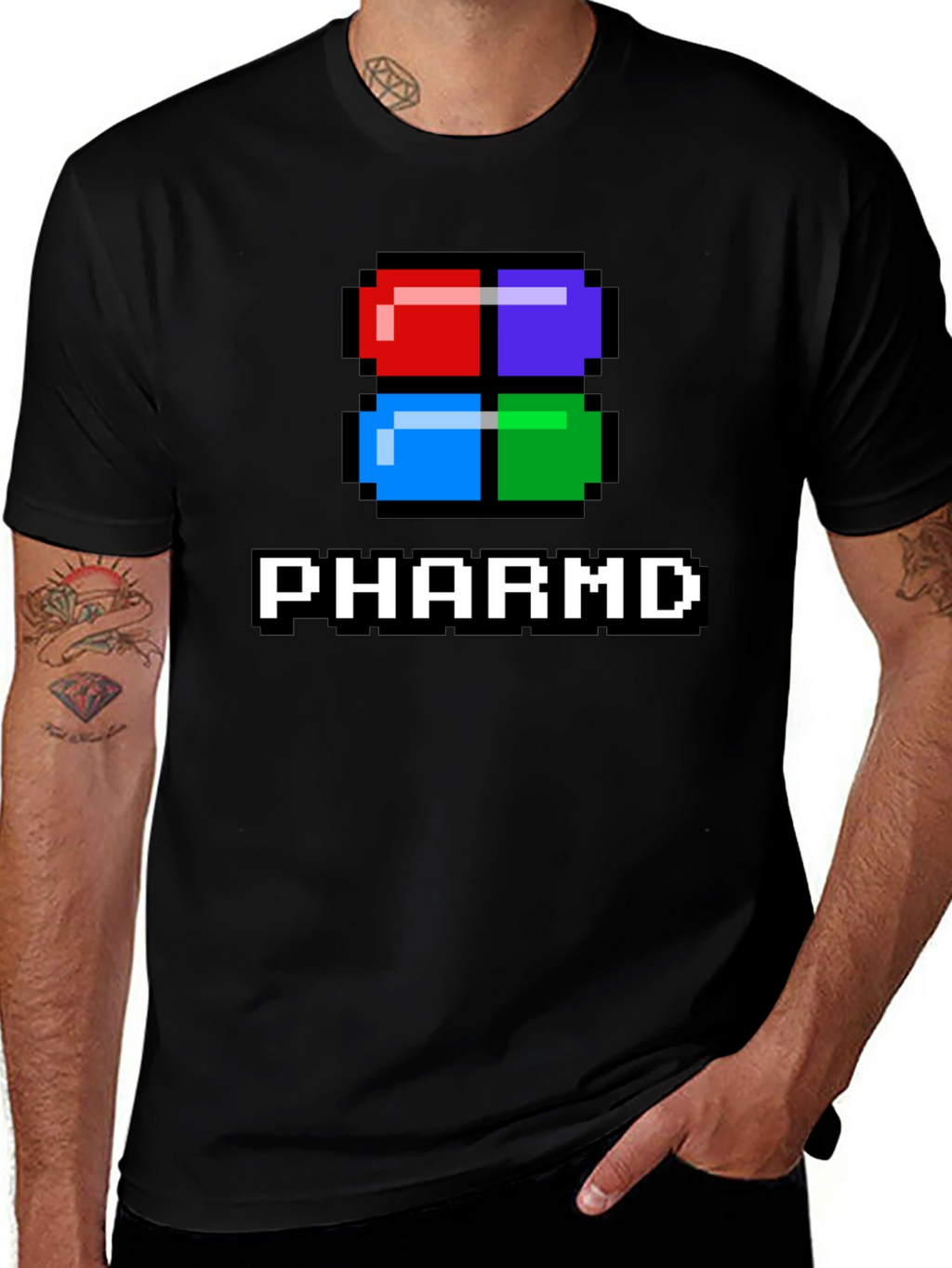 PharmD Pixel Pill Black T-Shirt
