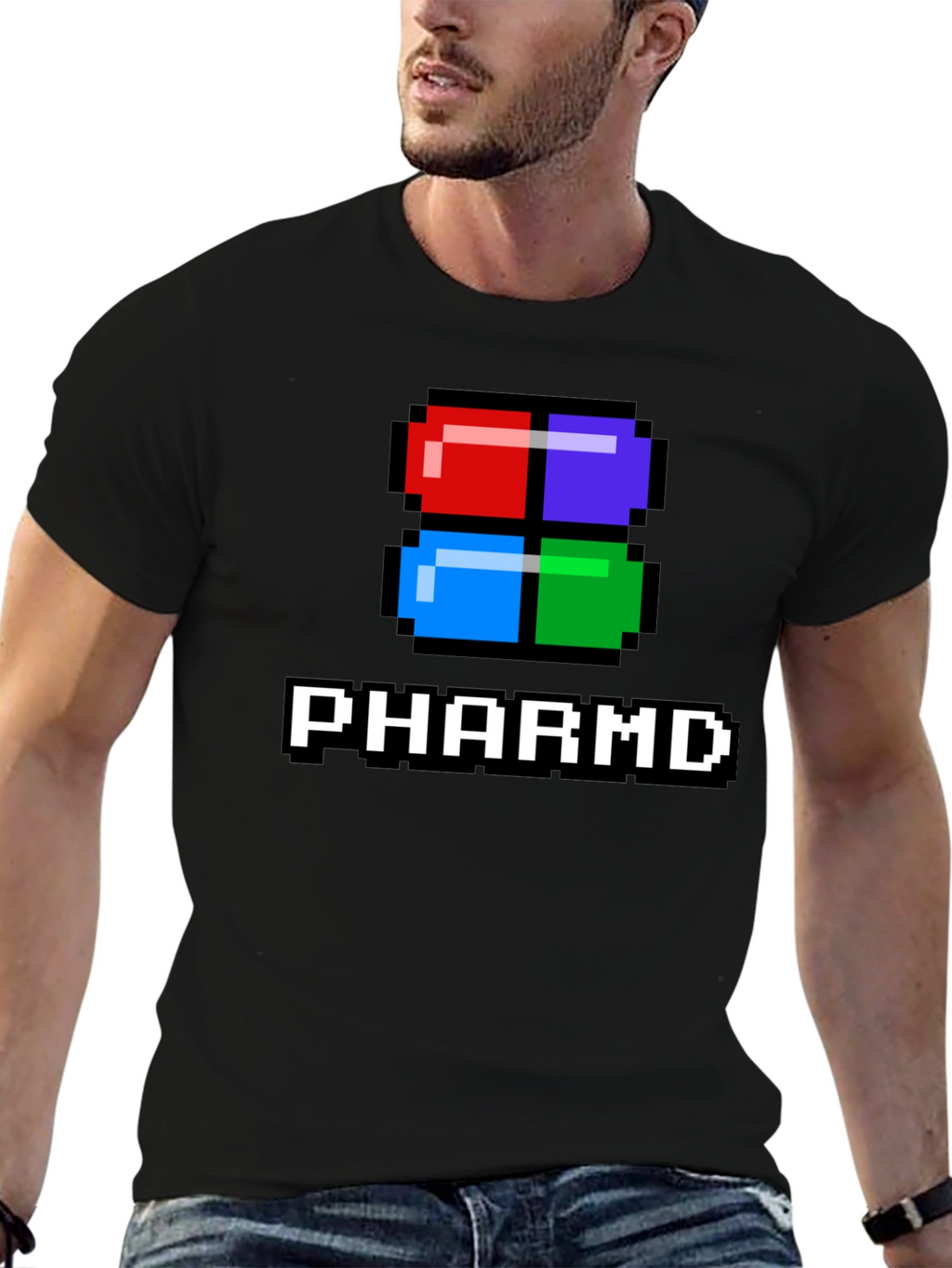 PharmD Pixel Pill Black T-Shirt