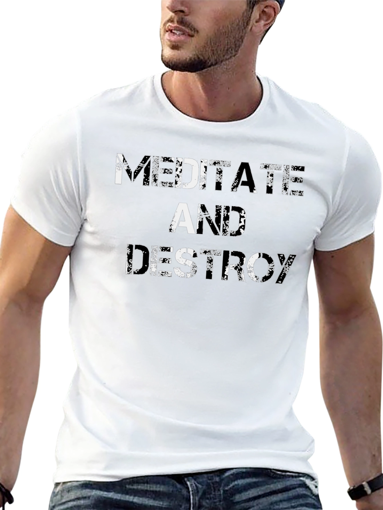 Meditate And Destroy Black Graphic Tee