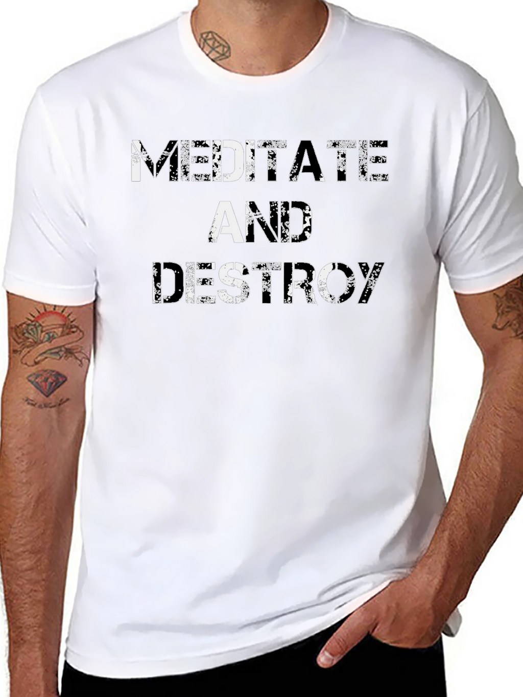 Meditate And Destroy Black Graphic Tee