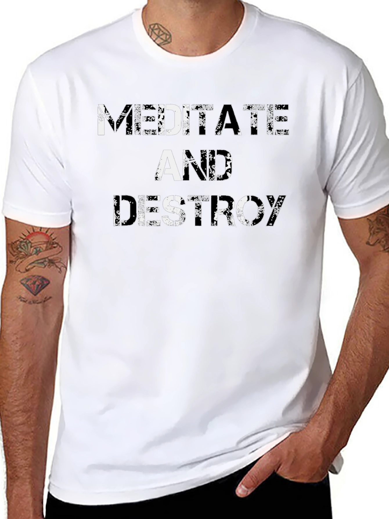 Meditate And Destroy Black Graphic Tee