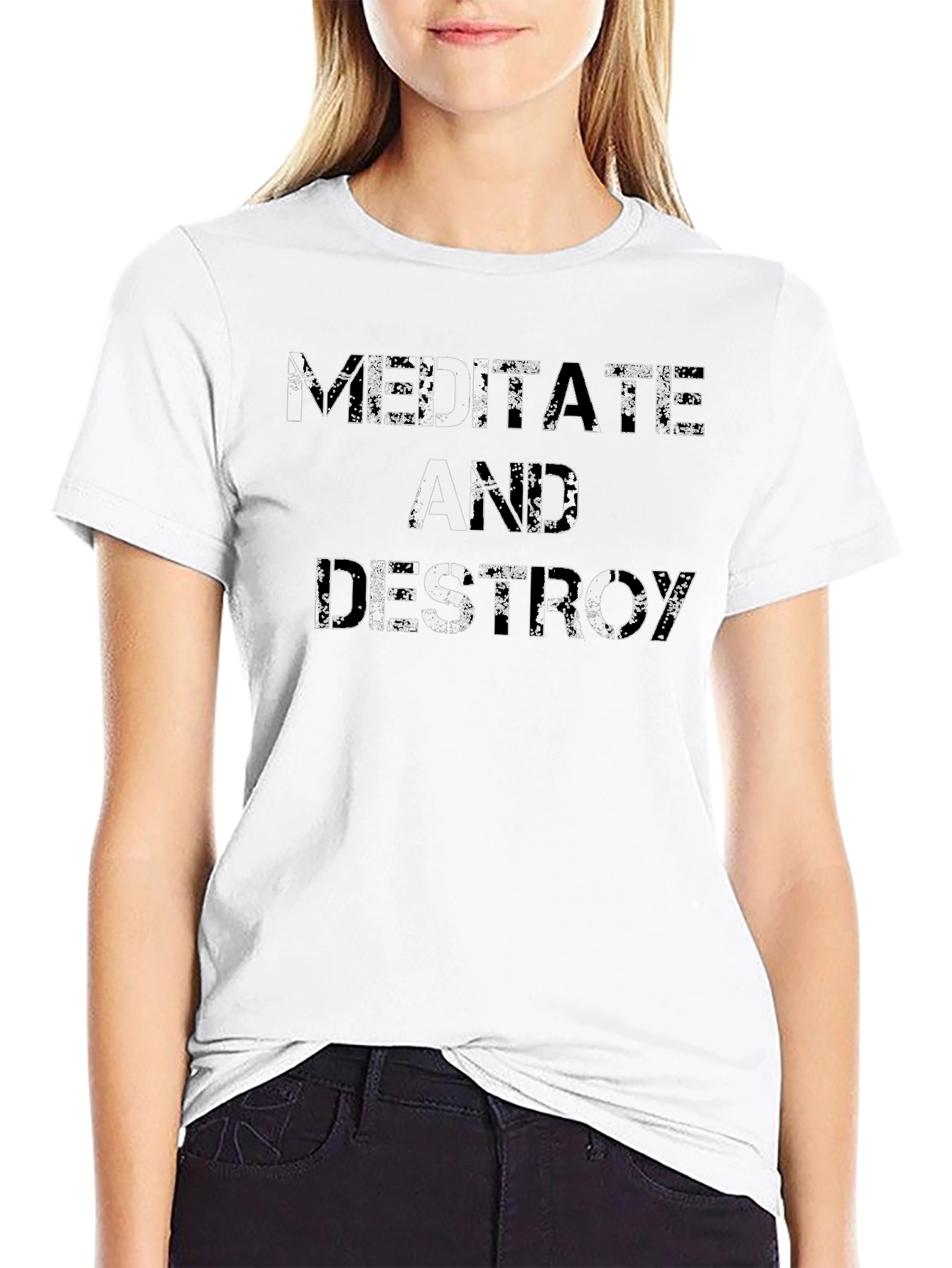 Meditate And Destroy Black Graphic Tee