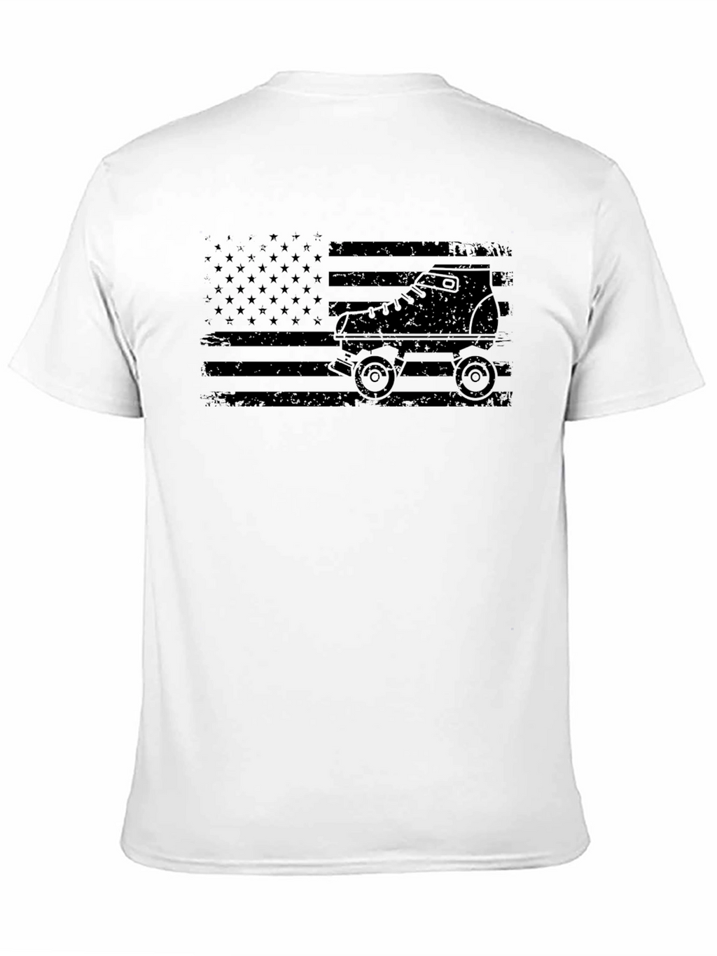 Roller Skate American Flag Black T-Shirt