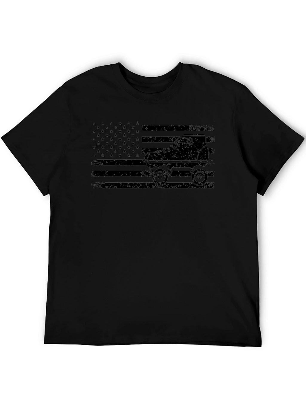 Roller Skate American Flag Black T-Shirt