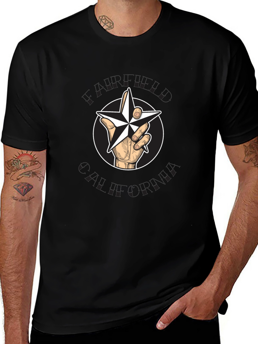 Star Hand Graphic Black T-Shirt