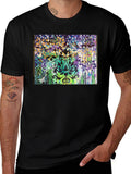 Skull & Floral Graphic Print Black T-Shirt