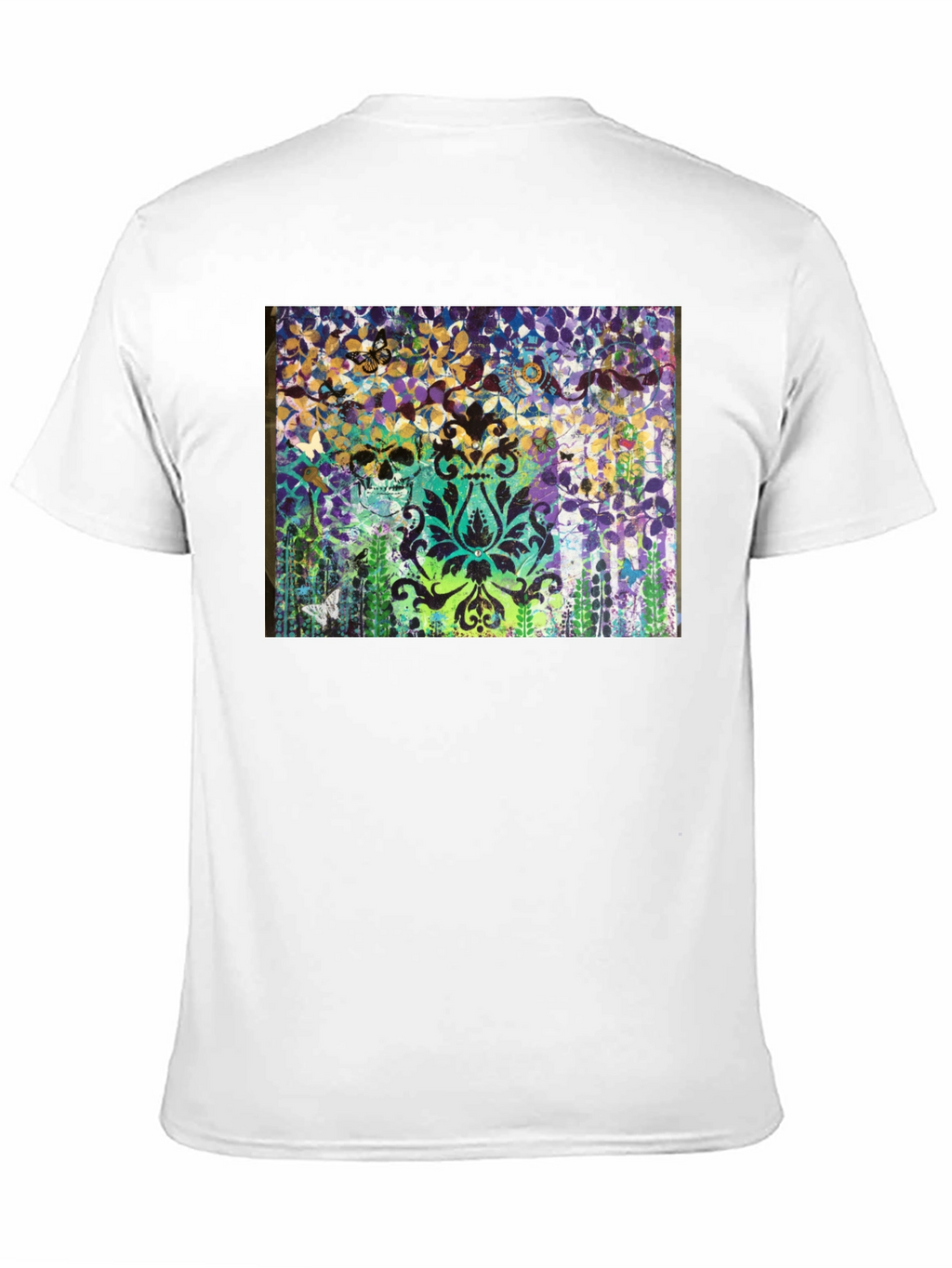 Skull & Floral Graphic Print Black T-Shirt