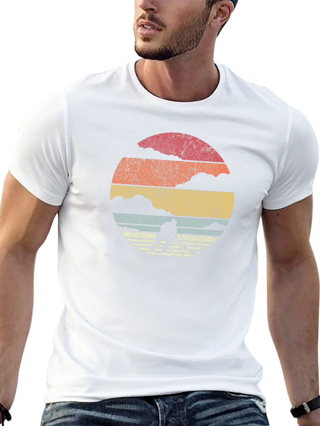 Retro Hockey Sunset Graphic T-Shirt