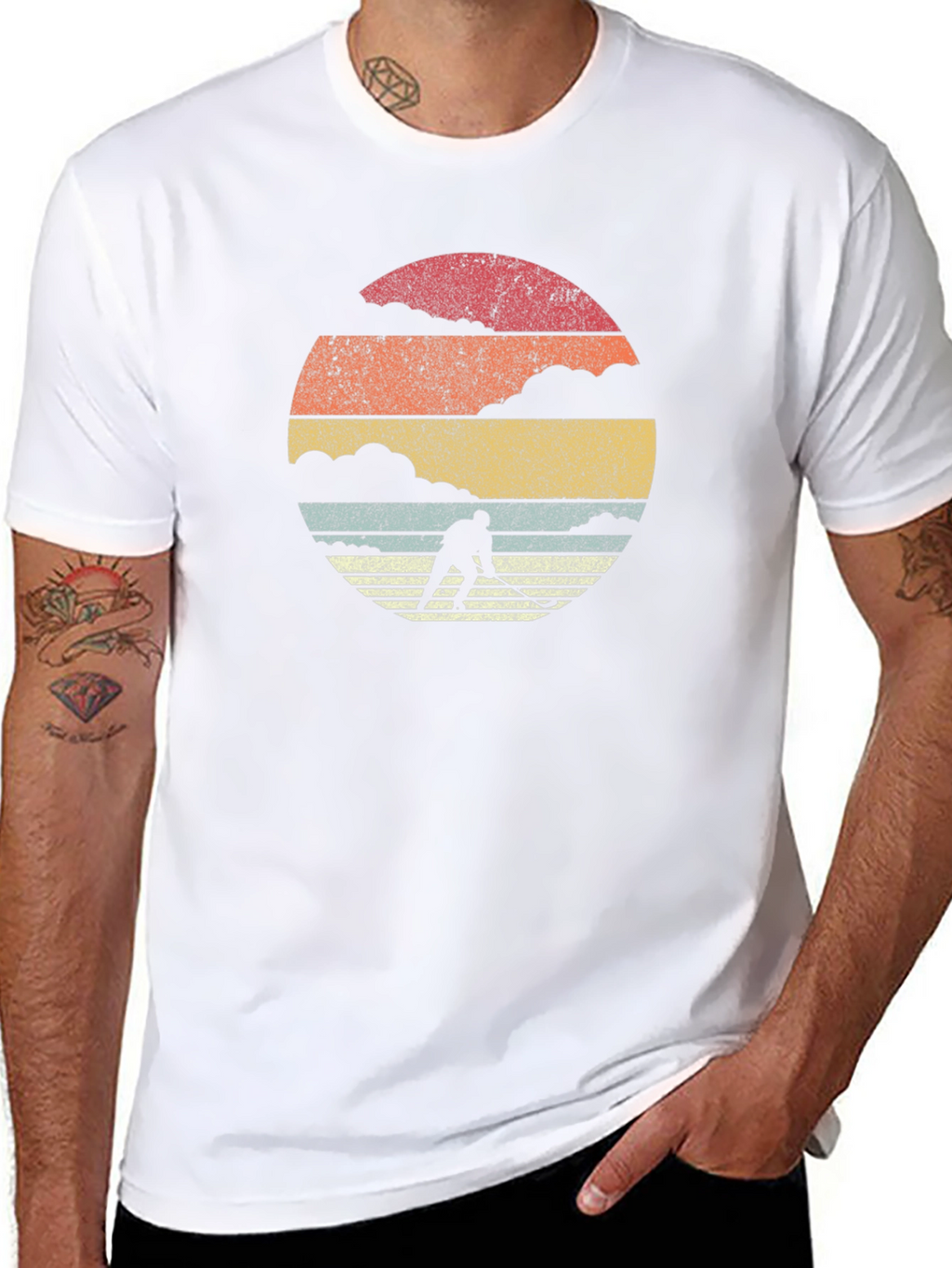 Retro Hockey Sunset Graphic T-Shirt