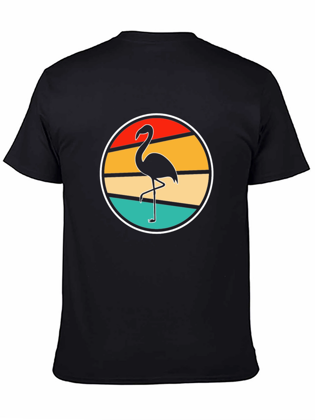 Retro Flamingo Sunset Black T-Shirt