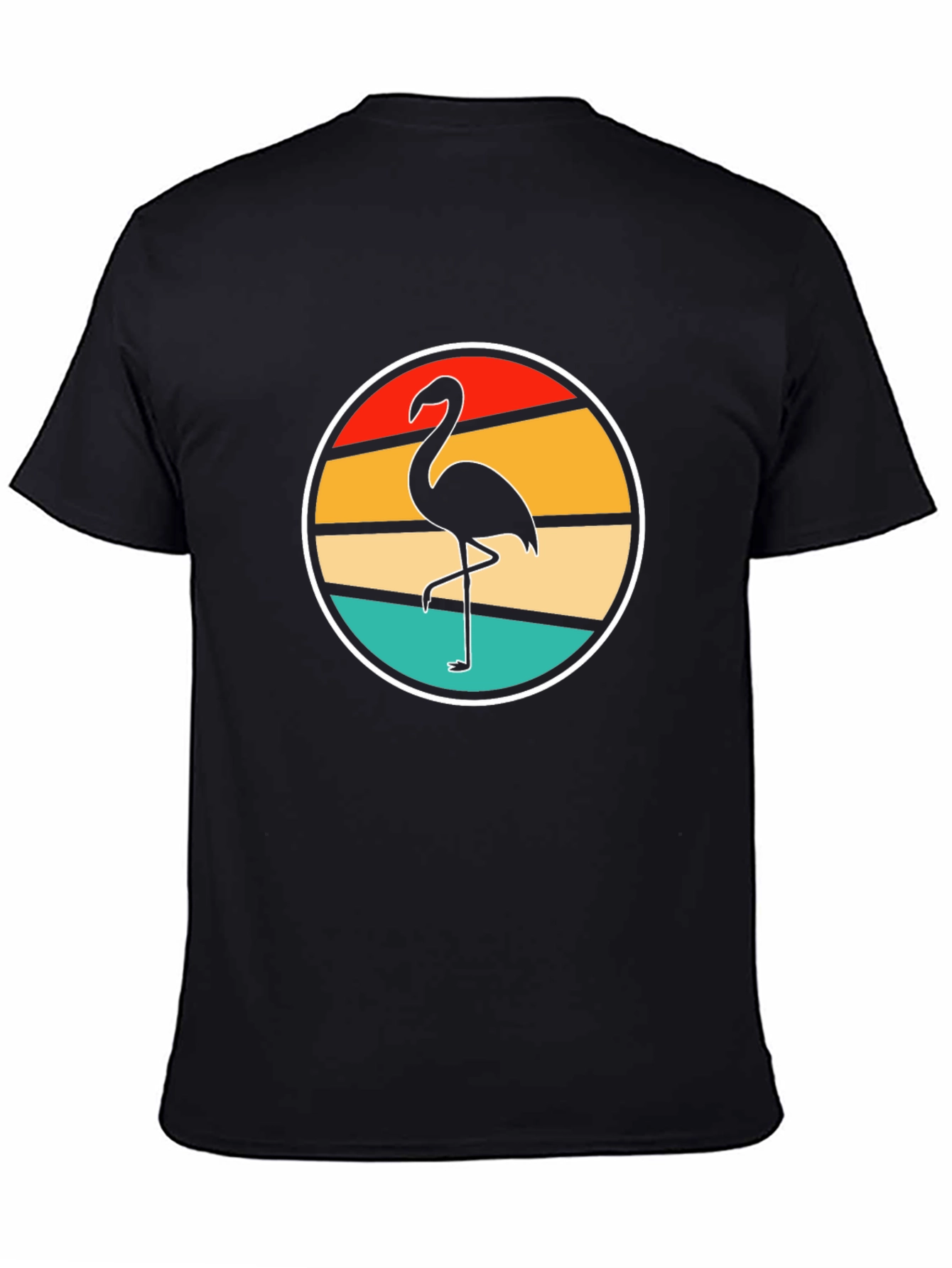 Retro Flamingo Sunset Black T-Shirt