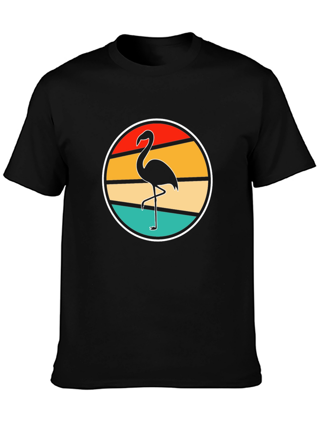 Retro Flamingo Sunset Black T-Shirt
