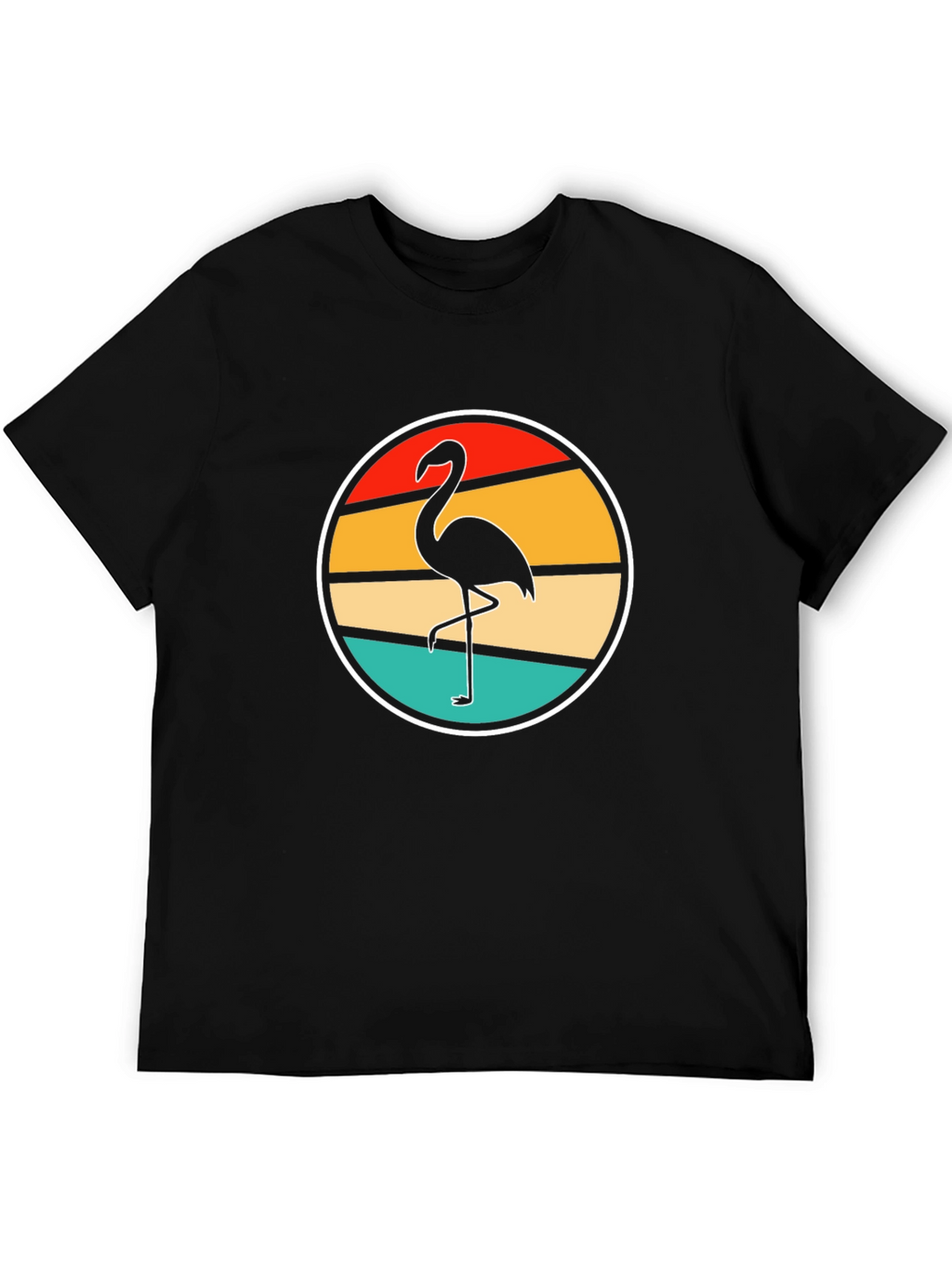 Retro Flamingo Sunset Black T-Shirt
